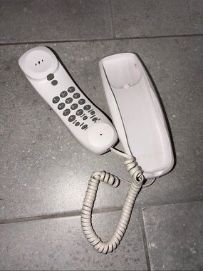 White Corded Telephone old Handset y2k throwback piece vintage set design prop